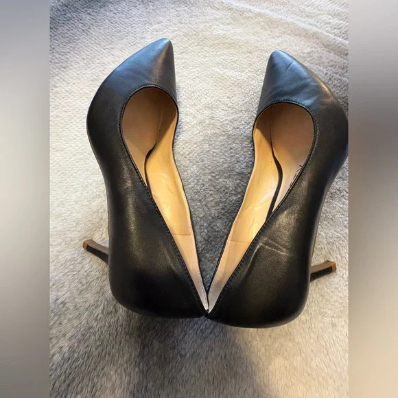 Sole Society Black Leather Pointed Toe Career Work Church Pumps Shoes Heels 8.5 - Picture 7 of 8